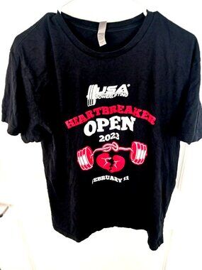 Mens USA Power Lifting Heart Breaker February 2023 Shirt Black Size Large